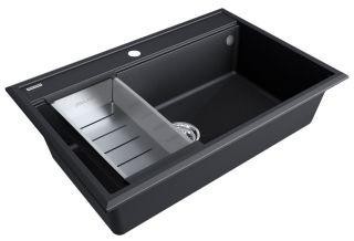 Комплект Paulmark: мойка Stepia 80 и коландер Advance PM117551-AN+A375-BS антрацит/брашированная нержавеющая сталь